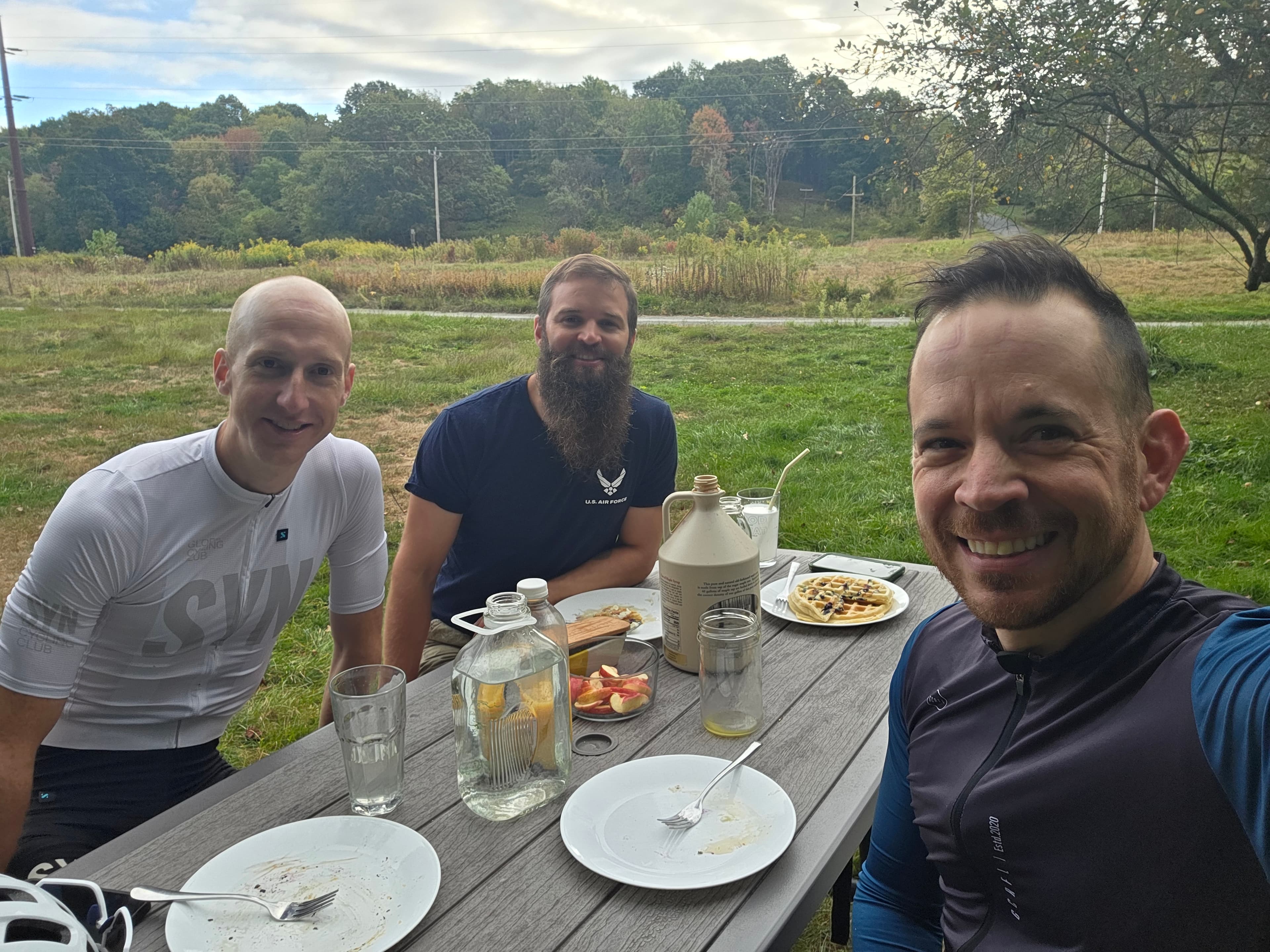 Mid-ride breakfast.